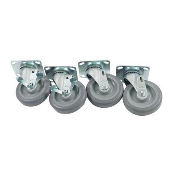 Commercial Large Swivel Plate Caster Set with 5 in Wheels 35803